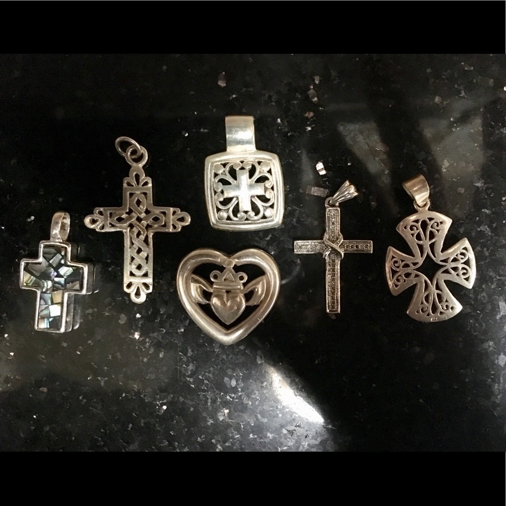 Lot of 6 sterling silver pendants